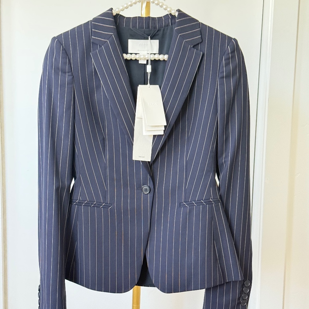 Hugo Boss Navy Pinstripe Blazer NWT
